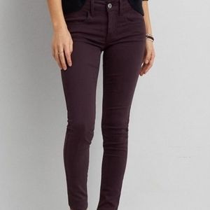 AEO Dark Purple Eggplant Sateen x Jegging, Sz 0
